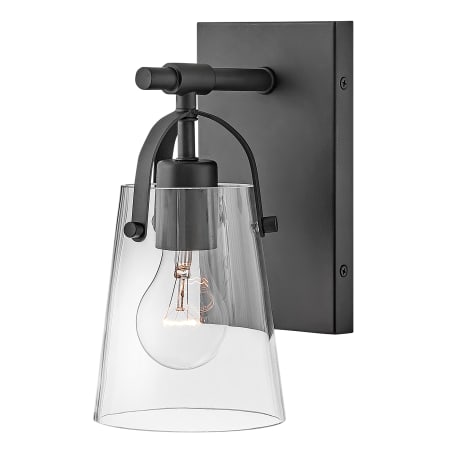 Hinkley Lighting Foster 1 Light 10" Tall Bathroom Sconce with Tapered Clear Glass Shade Black