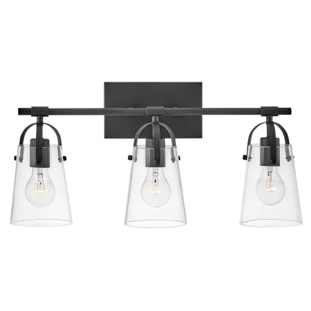 Hinkley Lighting Foster 3 Light 23" Wide Bathroom Vanity Light with Tapered Clear Glass Shades Black