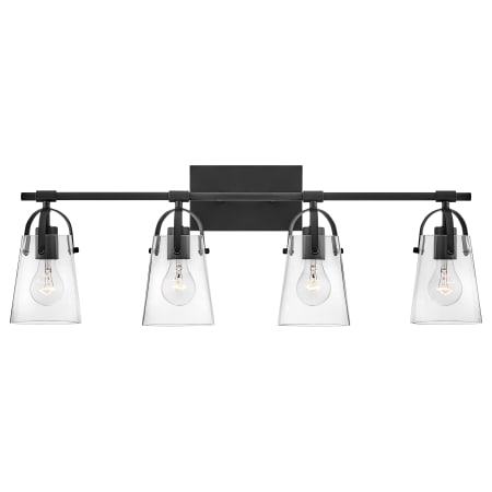 Hinkley Lighting Foster 4 Light 32" Wide Bathroom Vanity Light with Tapered Clear Glass Shades Black