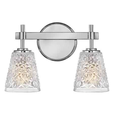 Hinkley Lighting Amabelle 2 Light 15" Wide Bathroom Vanity Light with Patterned Glass Shades Chrome
