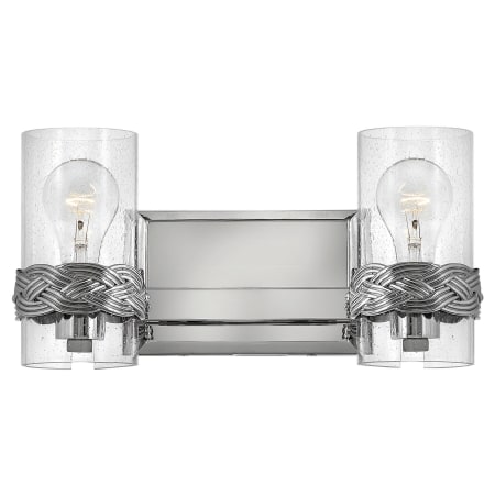 Hinkley Lighting Nevis 2 Light 14" Wide Bathroom Vanity Light with Seedy Glass Polished Nickel