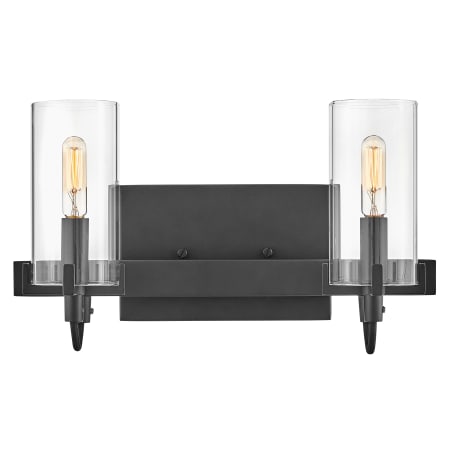 Hinkley Lighting Ryden 2 Light 14" Wide Vanity Light with Clear Glass Shades Black