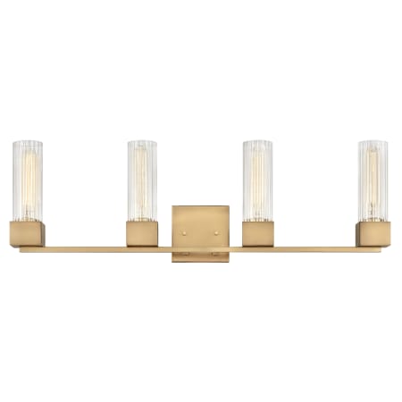 Hinkley Lighting Xander 4 Light 32" Wide Bathroom Vanity Light with Clear Ribbed Glass Heritage Brass