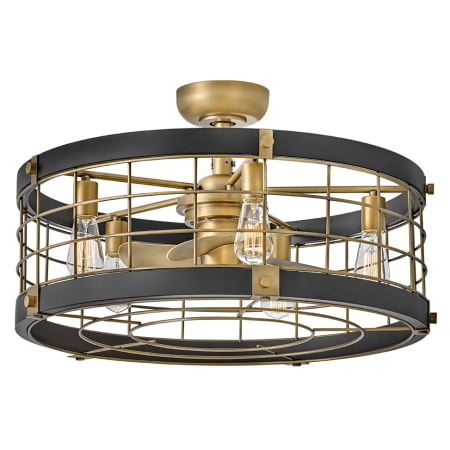 Hinkley Lighting Bryce 27" Wide 3 Blade 5 Light Smart Fandelier with HIRO Control and LED Bulbs Included Heritage Brass / Matte Black