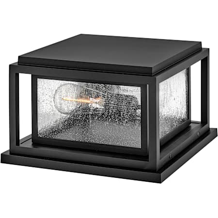 Hinkley Lighting Republic 12v 2 Light 8" Tall Coastal Elements Pier Light with Seedy Glass Shade Black