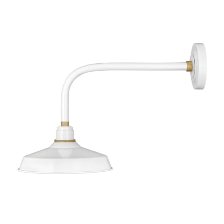 Hinkley Lighting Foundry Single Light 16" Tall Outdoor Wall Sconce Gloss White / Brass