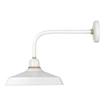 Hinkley Lighting Foundry Single Light 18" Tall Outdoor Wall Sconce Gloss White / Brass