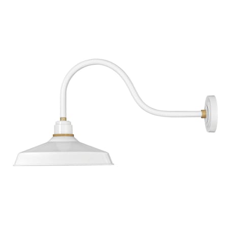 Hinkley Lighting Foundry Single Light 17" Tall Outdoor Wall Sconce Gloss White / Brass