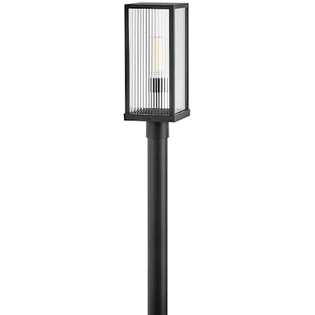 Hinkley Lighting Torrent 19" Tall Post Light with Clear, Ribbed Glass Shade Black