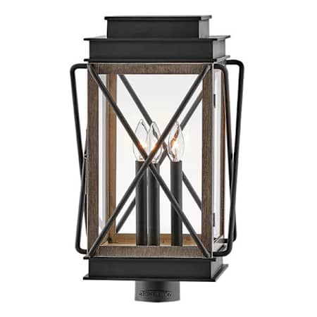 Hinkley Lighting Montecito 3 Light 20.5" Tall Post Light with Clear Glass Black