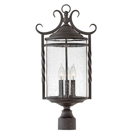 Hinkley Lighting Casa 3 Light 23.75" Tall Post Light with Clear Seedy Glass Olde Black