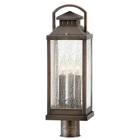 Hinkley Lighting Revere 3 Light 22" Tall Heritage Outdoor Post Light with Clear Seedy Glass Blackened Brass