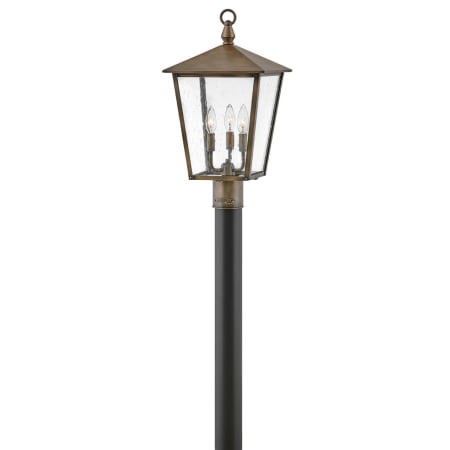 Hinkley Lighting Huntersfield 120v 3 Light 21" Tall Heritage Single Head Post Light with Clear Seedy Glass Panels Burnished Bronze