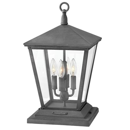 Hinkley Lighting Trellis 120v 4 Light 19.75" Tall Pier Mount Light with Clear Seedy Glass Aged Zinc