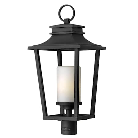 Hinkley Lighting Sullivan 1 Light 26" Tall Post Light with Etched Opal Glass Black