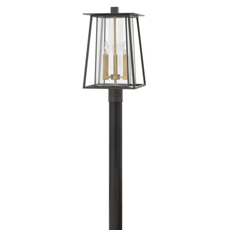 Hinkley Lighting Walker 3 Light 20.75" Tall Post Light with Clear Glass Shade Buckeye Bronze