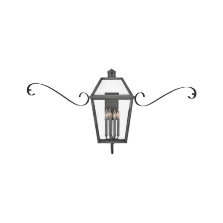 Hinkley Lighting Nouvelle 3 Light 27" Tall Outdoor Wall Sconce with Scroll Accents Blackened Brass