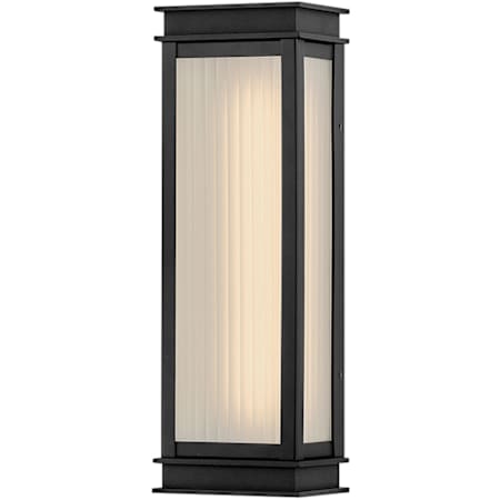 Hinkley Lighting Rockwell 18" Tall LED Outdoor Wall Sconce with Etched, Ribbed Glass Shade Textured Black