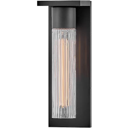 Hinkley Lighting Voight 1 Light 15" Tall Coastal Elements LED Outdoor Wall Sconce with Ribbed Glass Shade Black