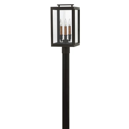 Hinkley Lighting Sutcliffe 120v 3 Light 20" Tall Post Light with Clear Glass Oil Rubbed Bronze