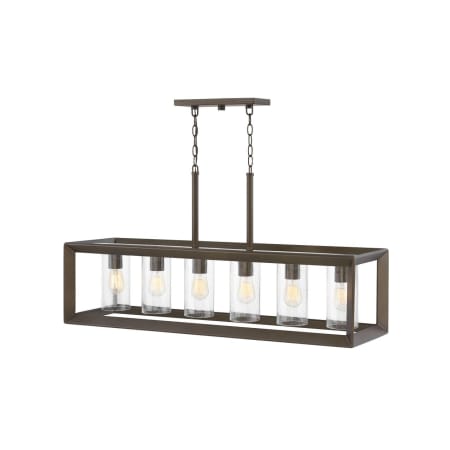 Hinkley Lighting Rhodes 6 Light 42" Wide Open Air Linear Outdoor Chandelier Warm Bronze