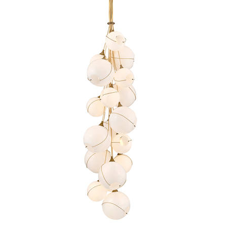 Hinkley Lighting Skye 18 Light 39" Wide Multi Light Pendant with Glass Shades Heritage Brass / Cased Opal