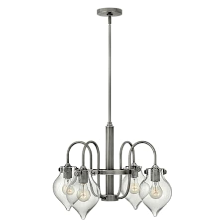 Hinkley Lighting Congress 4 Light 1 Tier Chandelier with Clear Teardrop Shade Antique Nickel