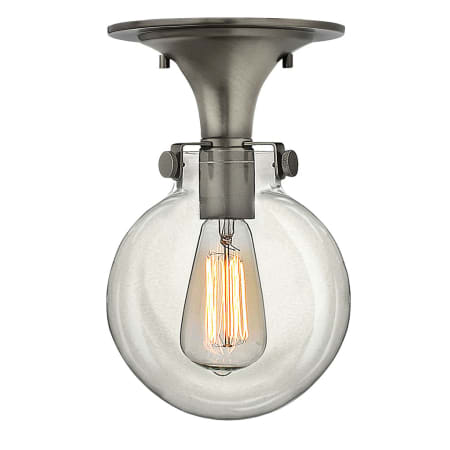 Hinkley Lighting 1 Light Indoor Semi-Flush Ceiling Fixture with Clear Globe Shade from the Congress Collection Antique Nickel