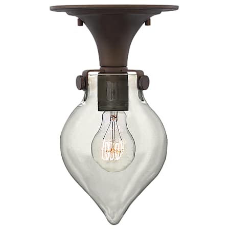 Hinkley Lighting 1 Light Indoor Semi-Flush Ceiling Fixture with Clear Teardrop Shade from the Congress Collection Oil Rubbed Bronze