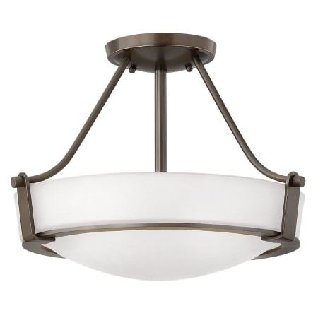 Hinkley Lighting Hathaway 3 Light 16" Wide Semi-Flush Bowl Ceiling Fixture Olde Bronze / White