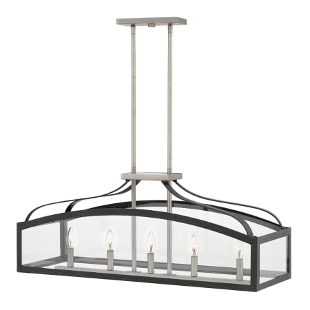 Hinkley Lighting Clarendon 5 Light 36" Wide Chandelier with Clear Glass Panels Aged Zinc