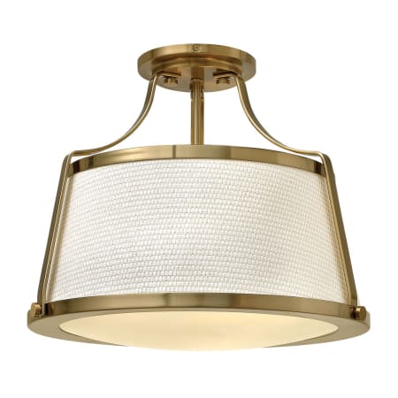Hinkley Lighting Charlotte 1 Light 16" Wide Semi-Flush Ceiling Fixture with Fabric Shade Brushed Caramel