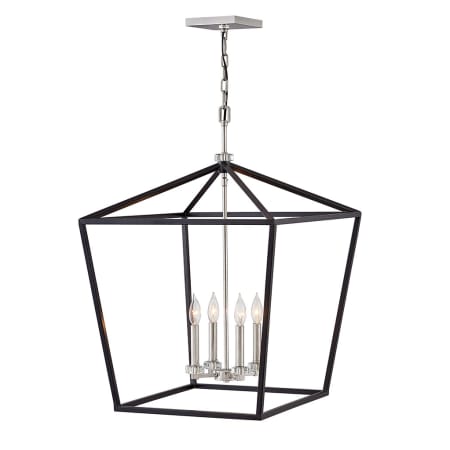 Hinkley Lighting 4 Light 22" Wide Crystal Chandelier Black / Polished Nickel