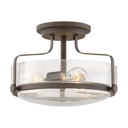 Hinkley Lighting Harper 3 Light 15" Wide Semi-Flush Ceiling Fixture with Clear Seedy Glass Shades Oil Rubbed Bronze