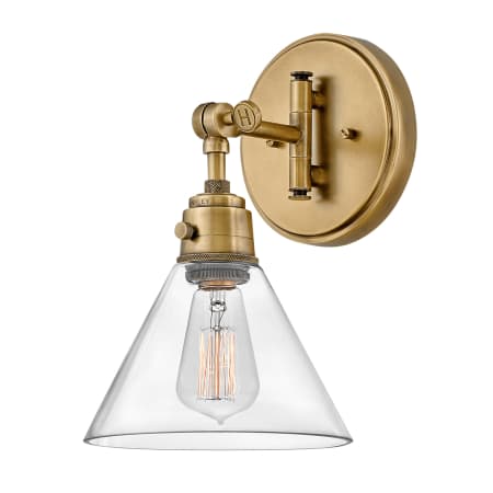 Hinkley Lighting Arti 12" Tall Hardwired or Plug-In Wall Sconce Heritage Brass / Clear