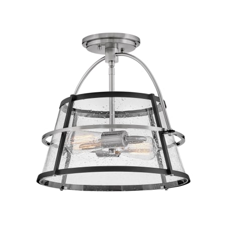Hinkley Lighting Tournon 2 Light 15" Wide Semi-Flush Ceiling Fixture Brushed Nickel / Black