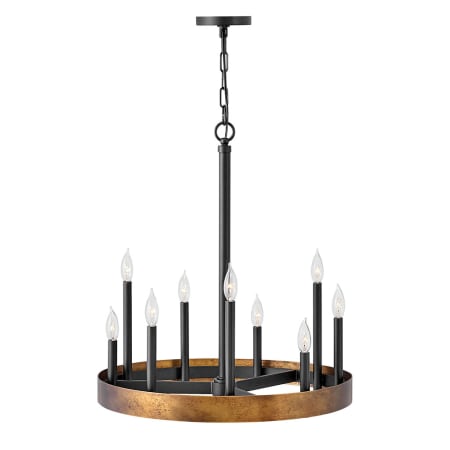 Hinkley Lighting Wells 9 Light 24" Wide Chandelier Weathered Brass / Black