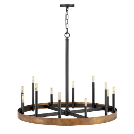 Hinkley Lighting Wells 12 Light 36" Wide Chandelier Weathered Brass / Black