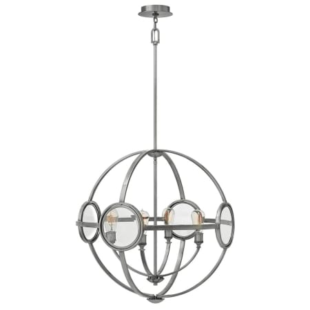Hinkley Lighting 4 Light 1 Tier Globe Chandelier with Clear Disk Shades from the Fulham Collection Polished Antique Nickel
