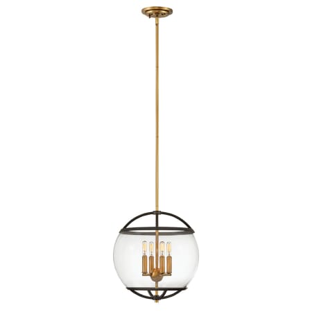 Hinkley Lighting Calvin 4 Light 15" Wide Pendant Black / Heritage Brass