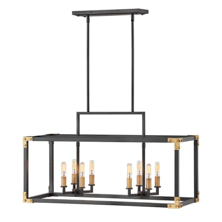 Hinkley Lighting Louis 8 Light 35" Wide Linear Chandelier Satin Black / Heritage Brass