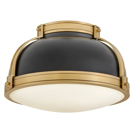 Hinkley Lighting Barton 2 Light 15" Wide Flush Mount Ceiling Fixture Black / Lacquered Brass
