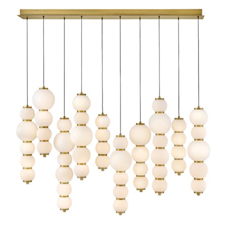Hinkley Lighting Trigo 52" Wide LED Linear Pendant with Etched Opal Glass Shades Lacquered Brass