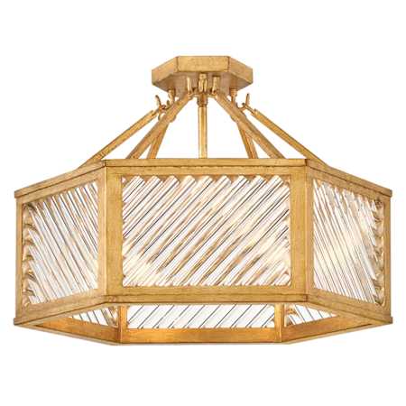Hinkley Lighting Sura 4 Light 19" Wide Semi-Flush Drum Ceiling Fixture Distressed Brass