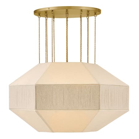 Hinkley Lighting Lyla 6 Light 32" Wide Drum Chandelier with Linen Shade Lacquered Brass