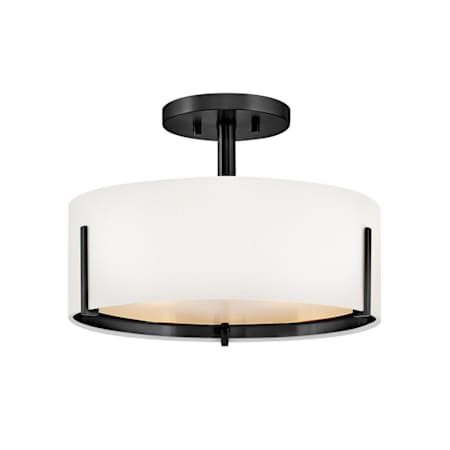 Hinkley Lighting Halle 3 Light 15" Wide Semi-Flush Drum Ceiling Fixture Black
