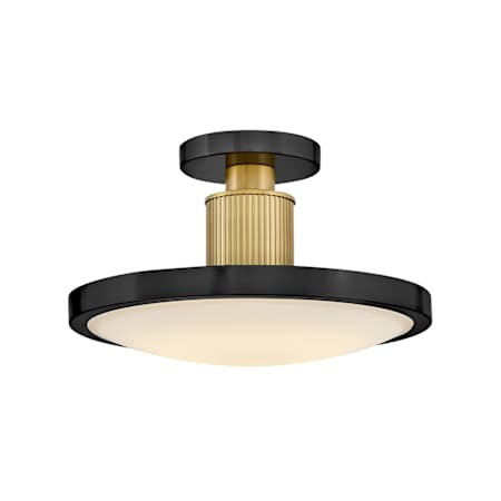 Hinkley Lighting Kieran 15" Wide LED Semi-Flush Ceiling Fixture Black / Lacquered Brass