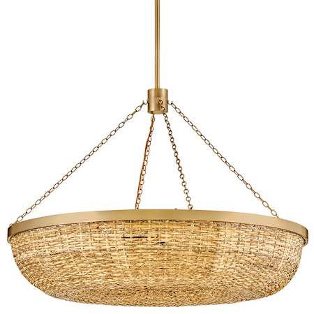Hinkley Lighting Sanibel 8 Light 36" Wide LED Pendant with Woven Paper Shade Lacquered Brass / Natural
