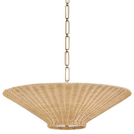 Hinkley Lighting Delia 4 Light 24" Wide LED Pendant with Wicker Shade Heritage Brass