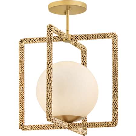 Hinkley Lighting Keona 16" Wide LED Semi-Flush Globe Ceiling Fixture with Etched Glass Shade Deluxe Gold